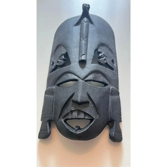 Ivory-Coast Ghana African Hand Carved Tribal Mask Wall Decor 12” X 6 - Picture 2 of 9